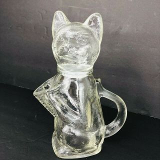 Kitty Cat Pitcher Creamer Decanter Vintage Wmf Germany Clear Glass 8 " Tall