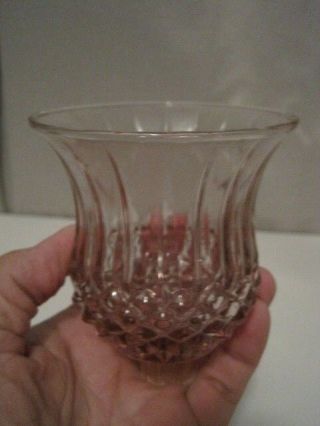 Home Interiors Pink Diamond Striped Fluted Votive Cup Candle Holder 4 1/2 "