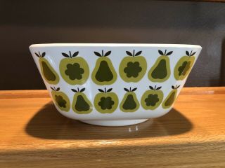 Retro Large Orla Kiely Geometric Green Pears And Apples Serving Bowl