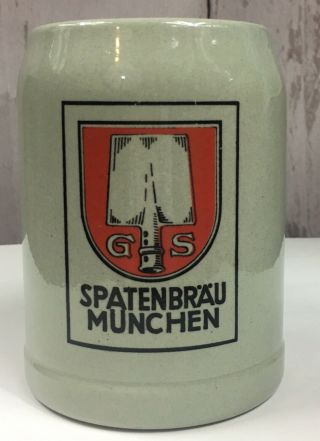 Spaten Munchen Germany 0.  5 Liter Glazed Stoneware Stein Beer Mug Oktoberfest