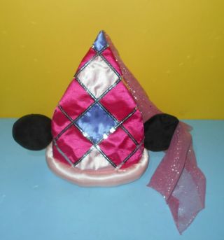 Disney Parks Minnie Mouse Princess Hat Veil Ears Sequin Pink Youth Size Plush