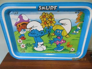 Vintage Smurf Bed Tv/tray 17 1/2 " X 12 1/2 " L X 6 1/2 " T