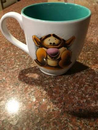 Walt Disney World Tigger Mug Coffee Cup White Teal Winnie The Pooh Friend