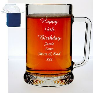 Personalised Engraved Beer Glass Tankard 40th 50th 60th Birthday Giftbox Bb