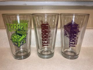 Terrapin Beer Co Athens,  Georgia Turtle Craft Beer Pint Glasses Set Of 3