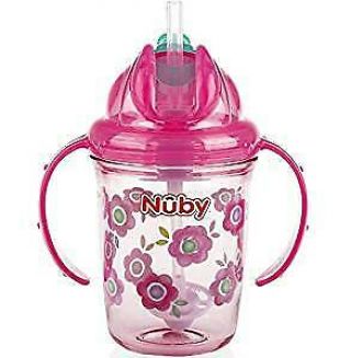 Baby Feeding - Nuby - 2 - Handle No - Spill Thin Flip - It W/360 Flowers/pink 80320