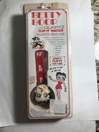 Betty Boop Led Quartz Flip It Watch With Lipstick Mirror Inside