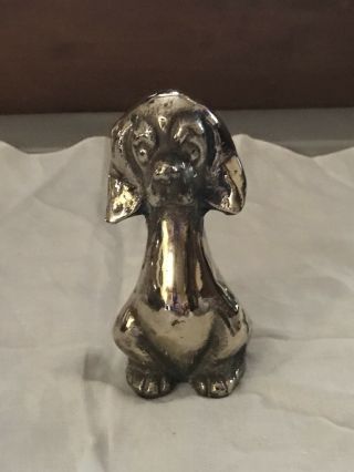 Vintage Solid Heavy Brass Basset Hound Dog Figurine Paperweight
