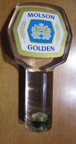 Vintage Molson Golden Beer Acrylic Tap Handle 5.  5 Inches