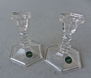 Lenox Crystal Set Of 2 Candle Holders Candlestick 5 1/2 " Tall With Box