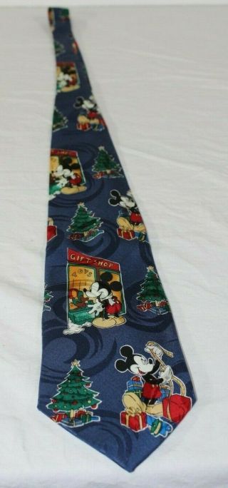 Mickey Unlimited Disney Christmas Mens 100 Silk Tie Mickey Holiday Tree 60 Inch