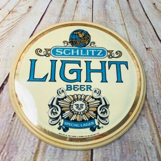 Vintage Schlitz Light Beer 1976 Plastic Button Wall Hanging Sign - Advertising