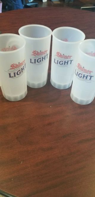 Set of 4 Shiner Light 20oz plastic beer mug RARE/DISCONTINUED 2