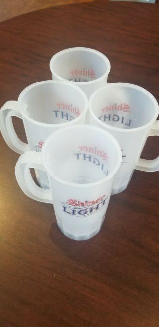 Set of 4 Shiner Light 20oz plastic beer mug RARE/DISCONTINUED 3
