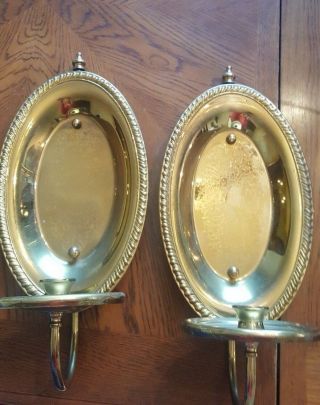 Vntg Pair Polished Brass Wall Sconces Candle Holders May Be Home Interiors