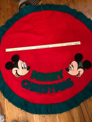 Disney Mickey Minnie Mouse Merry Christmas Holiday Tree Skirt Tablecloth 54in