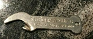Pre - Pro K.  G.  Schmidt Beer - Brewing Metal Bottle Opener Logansport In Indiana