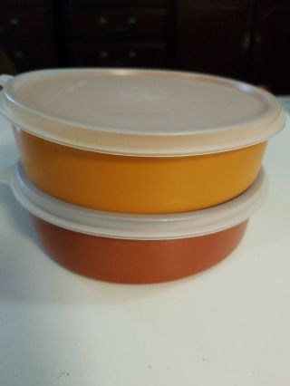 Vintage Tupperware 1405 Set Of 2 Cereal Salad Bowls W/sheer Lids