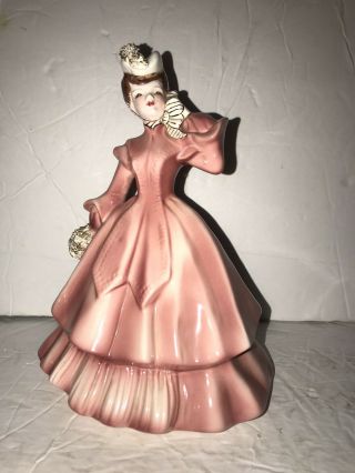 Vintage Florence Ceramics Figurine Matilda In Pink Dress California Pottery