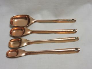 Vintage Aluminum Copper Colored Long Handled Measuring Spoons Set Of 4