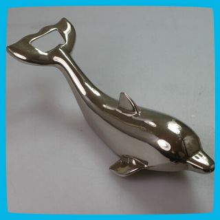 Collectable Old Rare Vintage England Dolphin Beer Metal Chrome Bottle Opener