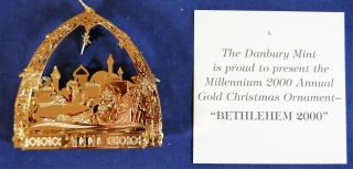 Danbury Annual Gold Plated Christmas Ornament Millennium Bethlehem 2000