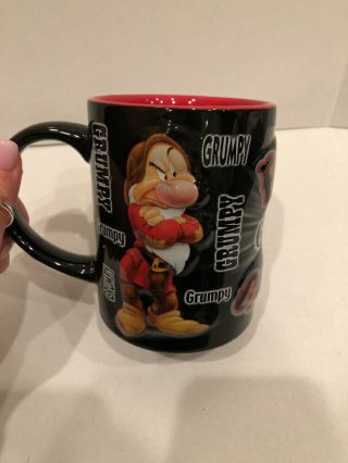 Disney Born Grumpy Coffee Mug Large Dwarf Jerry Leigh Black And Red 3d