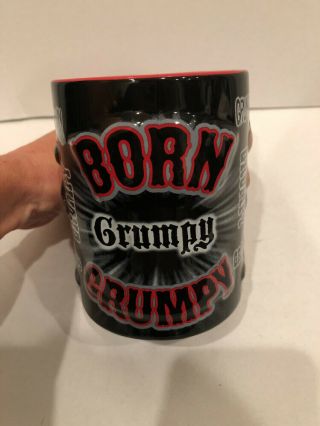 DISNEY Born Grumpy Coffee Mug Large Dwarf Jerry Leigh Black And Red 3D 2