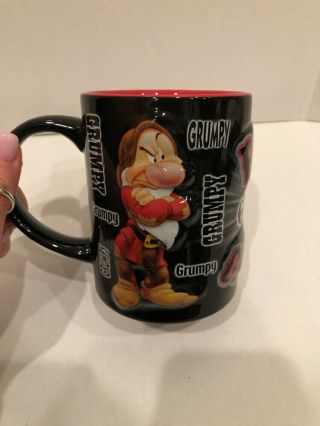 DISNEY Born Grumpy Coffee Mug Large Dwarf Jerry Leigh Black And Red 3D 3