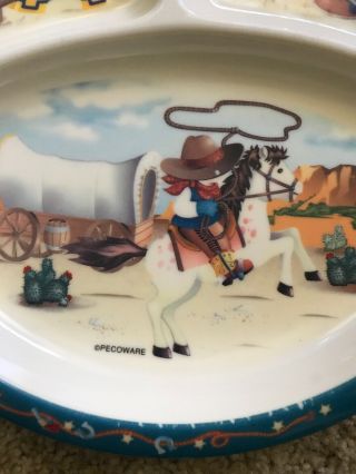 Pecoware Peco Melamine Child ' s Divided Plate Cowboy Wild West 2
