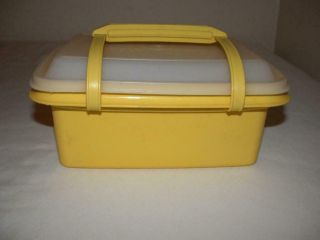 Vintage Tupperware Pak N Carry Lunch Box 1254 Yellow W/ Sheer Lid Only Box