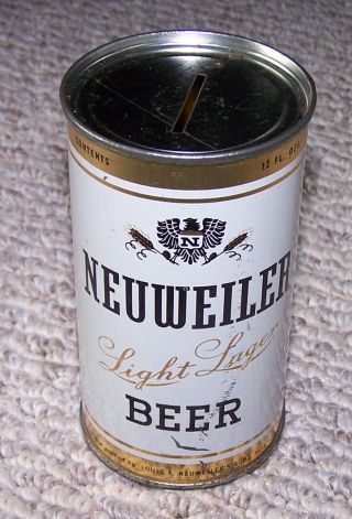 Vintage Neuweiler Light Lager Beer 12 Ounce Bank Flat Top Can