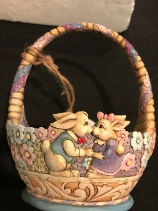 Jim Shore - Heartwood Creek Honey Bunny Easter Basket With 2 Egg And Box