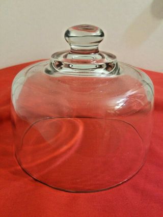Vintage Heavy Glass Cheese Dessert Plate Replacement Dome Lid Cover 6 1/2 " Dia.