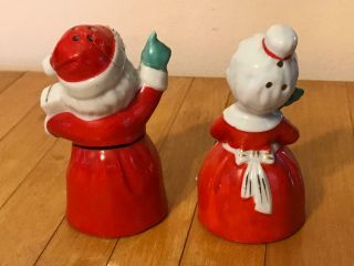 RARE Vtg Santa Mr & Mrs Claus Salt and Pepper Shakers XMas Decoration Porcelain 3