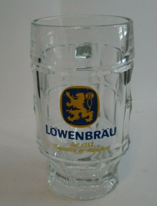 Vintage Lowenbrau Munchen 0.  5l Dimpled Beer Glass Munich Germany Brewery