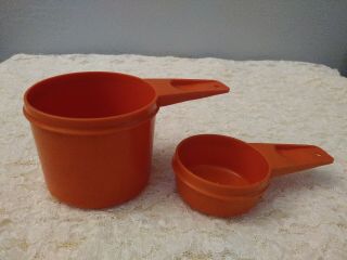Tupperware Measuring Cup Replacement Two Vintage Harvest Orange 1cup - 1/4 Cup