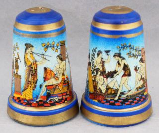 Vintage Salt & Pepper Shakers Set Classical Greek 1970s Kitchenalia Kitsch Cute
