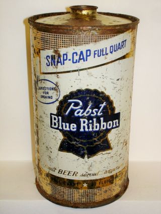Pabst Blur Ribbon " Gold/blue " Quart Cone Top Beer Can L1579