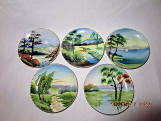 Set Of 4 Vintage Hand Painted & Signed Small Plates Made In Japan Roses Designs
