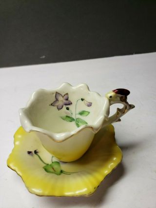 Vintage Occupied Japan Miniature Cup And Saucer With Bee Handle