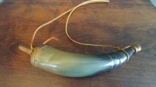 Vintage Decorative Black Powder Horn With Leather Strap - Rustic - Hunting - Decor