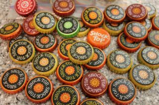 100 Shock Top Beer Bottle Caps Bright Mixed Colors No Dents Fast Shpg