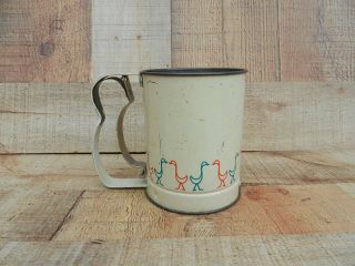Vintage Androck Flour Sifter With Pink And Blue Ducks