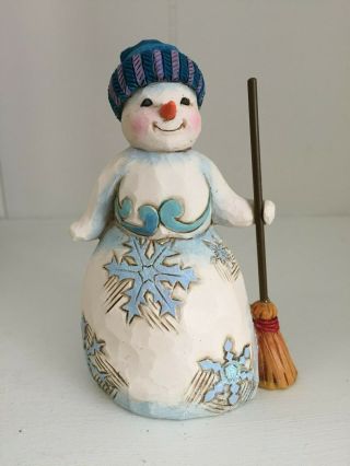 Jim Shore Heartwood Creek Snowman With Broom " Take Time To Catch The Snowflakes "