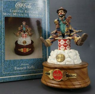 Coca - Cola Emmett Kelly " Sip And Zip " Mini Musical Figure Limited Edition