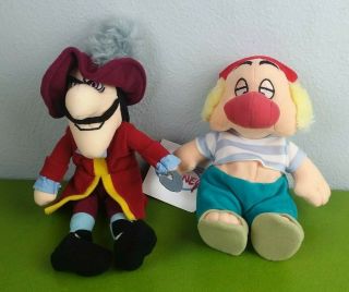 Disney Store Peter Pan Captain Hook & Smee Stuffed Animals Bean Bag Plushies