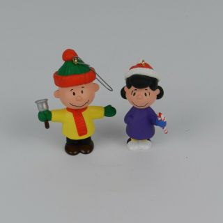 Vintage Hallmark Keepsake Lucy & Charlie Brown Christmas Ornaments Set Of 2 Euc