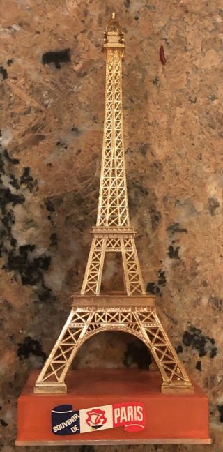 Vintage Eiffel Tower Souvenir Of Paris Made In France 10”tall X 4” Wide