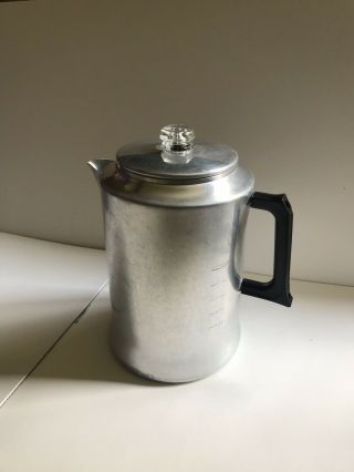 Vintage Aluminum 8 - 16 Cups Stove Or Campfire Coffee Pot.  Without Insides